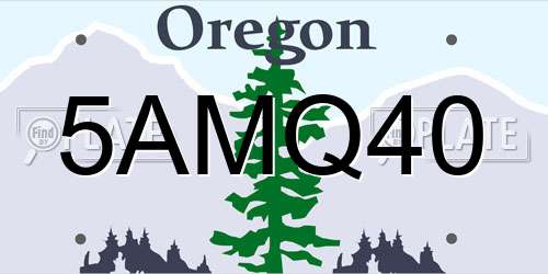 5AMQ40 Oregon License Plate