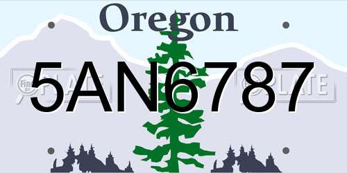 5AN6787 Oregon License Plate