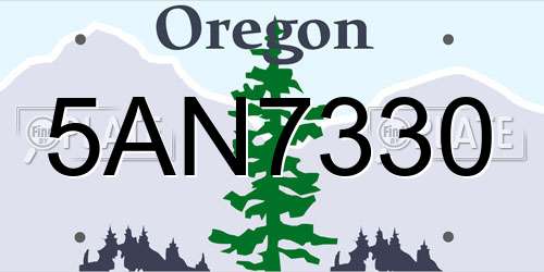 5AN7330 Oregon License Plate