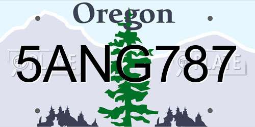 5ANG787 Oregon License Plate