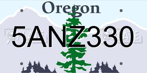 5ANZ330 Oregon License Plate