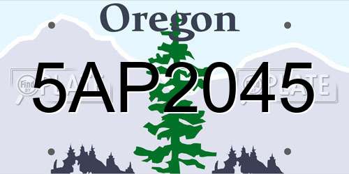 5AP2045 Oregon License Plate