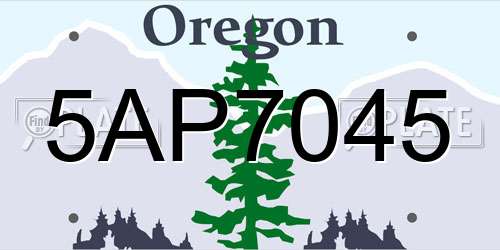 5AP7045 Oregon License Plate