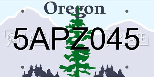 5APZ045 Oregon License Plate