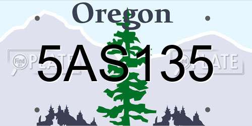 5AS135 Oregon License Plate