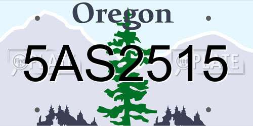 5AS2515 Oregon License Plate