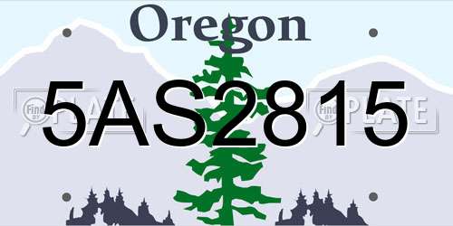5AS2815 Oregon License Plate