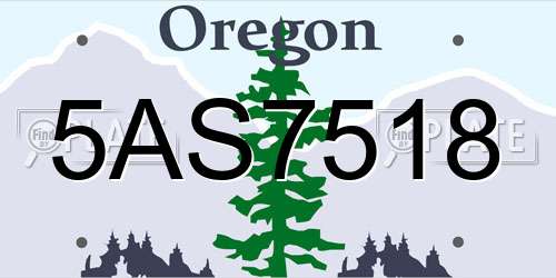 5AS7518 Oregon License Plate