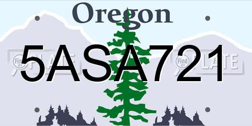 5ASA721 Oregon License Plate