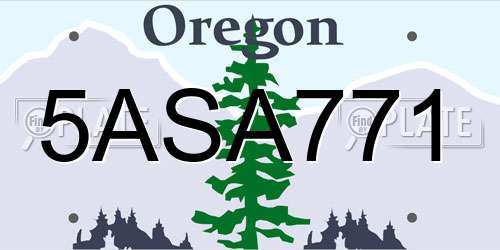 5ASA771 Oregon License Plate