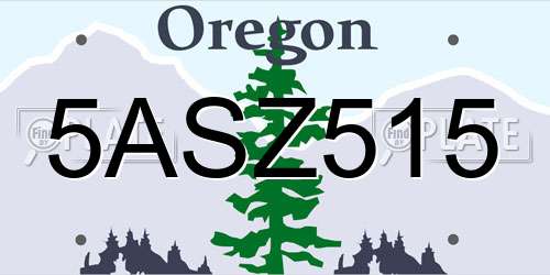 5ASZ515 Oregon License Plate
