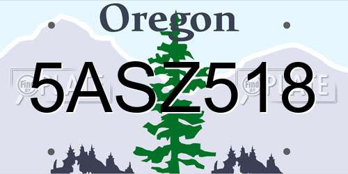 5ASZ518 Oregon License Plate