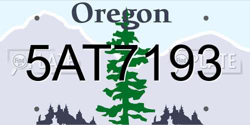 5AT7193 Oregon License Plate