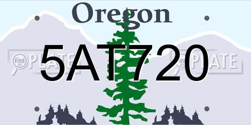 5AT720 Oregon License Plate