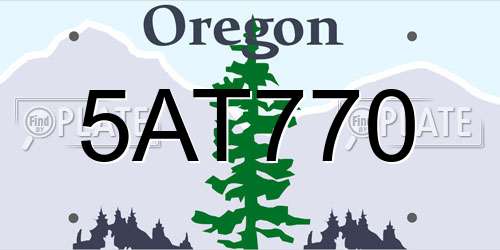 5AT770 Oregon License Plate