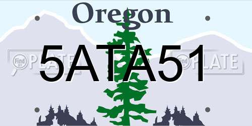 5ATA51 Oregon License Plate
