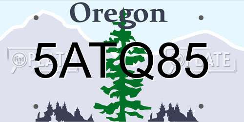 5ATQ85 Oregon License Plate