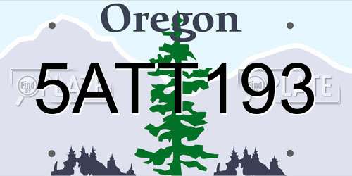 5ATT193 Oregon License Plate