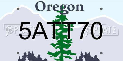 5ATT70 Oregon License Plate