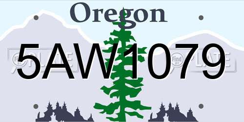 5AW1079 Oregon License Plate
