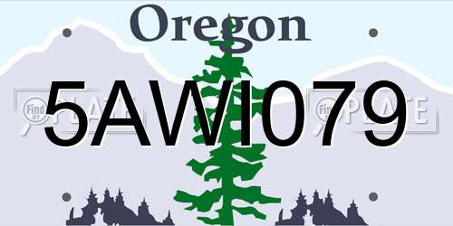 5AWI079 Oregon License Plate