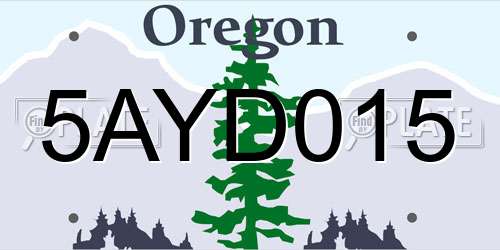 5AYD015 Oregon License Plate