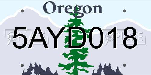 5AYD018 Oregon License Plate