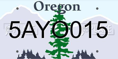 5AYO015 Oregon License Plate
