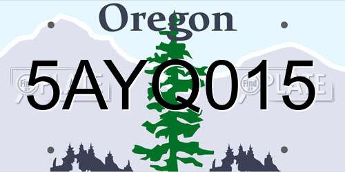 5AYQ015 Oregon License Plate