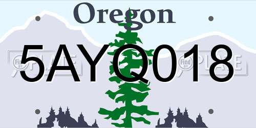 5AYQ018 Oregon License Plate
