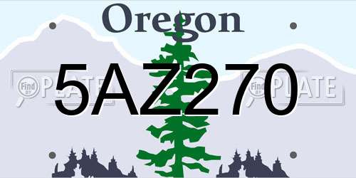 5AZ270 Oregon License Plate