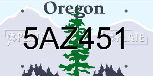 5AZ451 Oregon License Plate