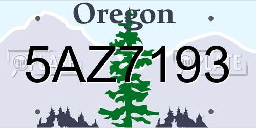 5AZ7193 Oregon License Plate