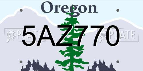 5AZ770 Oregon License Plate