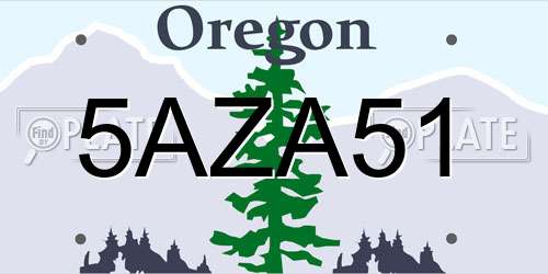 5AZA51 Oregon License Plate