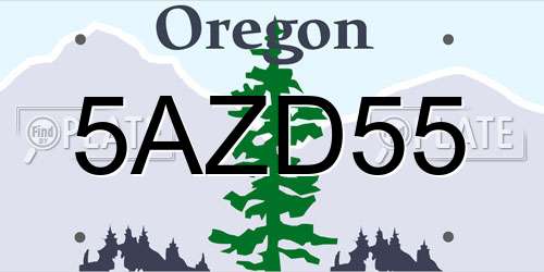 5AZD55 Oregon License Plate