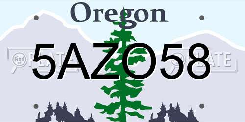 5AZO58 Oregon License Plate