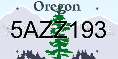 5AZZ193 Oregon License Plate
