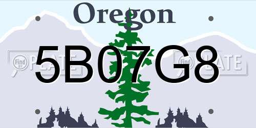 5B07G8 Oregon License Plate