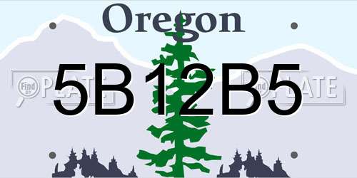 5B12B5 Oregon License Plate