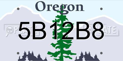 5B12B8 Oregon License Plate