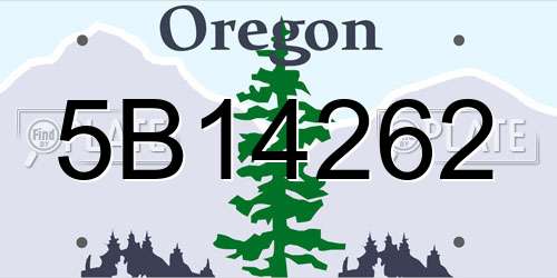5B14262 Oregon License Plate