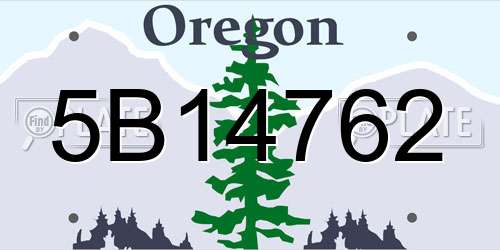 5B14762 Oregon License Plate