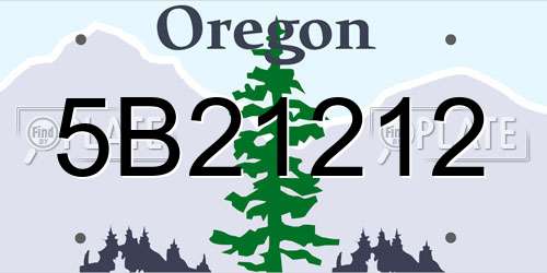 5B21212 Oregon License Plate