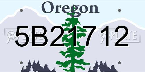 5B21712 Oregon License Plate