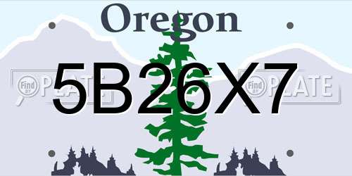 5B26X7 Oregon License Plate