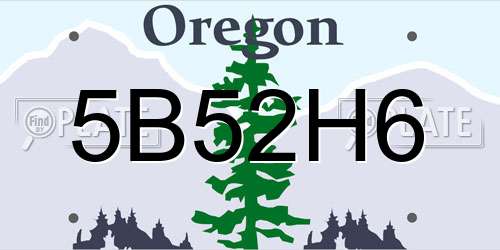 5B52H6 Oregon License Plate