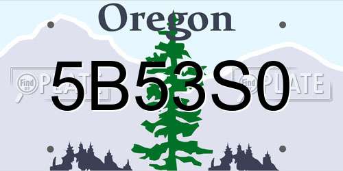 5B53S0 Oregon License Plate