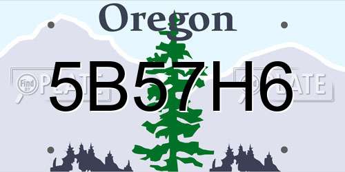 5B57H6 Oregon License Plate