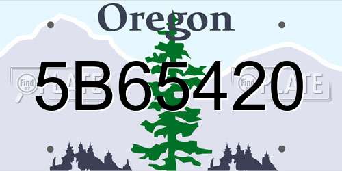 5B65420 Oregon License Plate